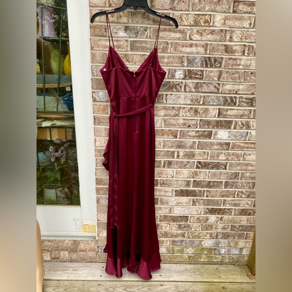NWOTs Burgundy Asymmetrical Ruffle Celebrate DB Studio Goth Formal Prom Dress - Picture 9 of 11